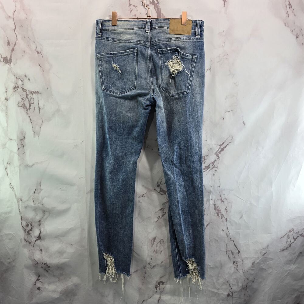 Asos Cone Denim Jeans Mens 30 X 32 Blue Light Wash Straight Distressed Holes